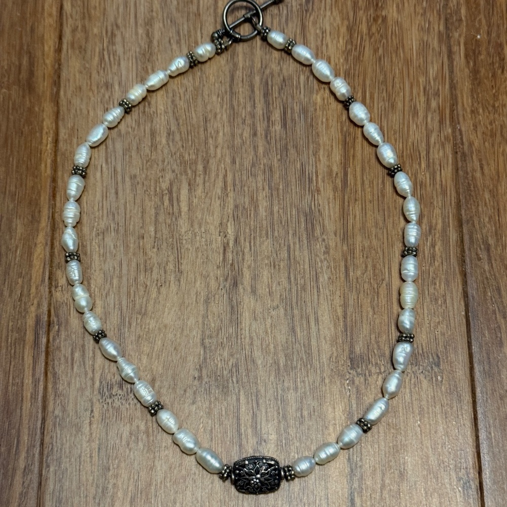Fresh Water Pearls and handmade Silver beads from Bali Necklace